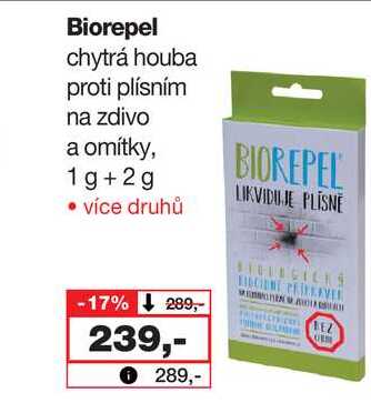 Biorepel chytrá houba proti plísním na zdivo a omítky, 1g+2g