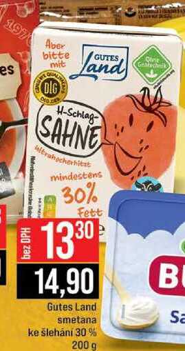 Gutes Land smetana ke šlehání 30 % 200 g