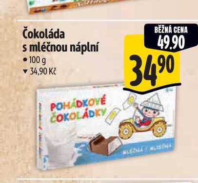 Čokoláda s mléčnou náplní 100 g