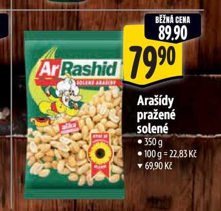   Arašídy pražené solené 350 g 