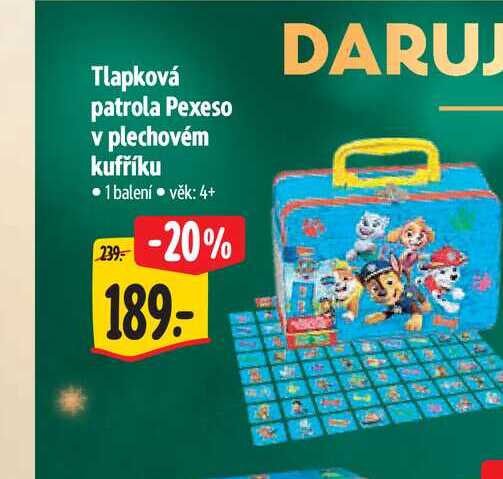 Tlapková patrola Pexeso v plechovém kufříku