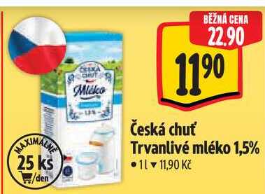 Česká chuť Trvanlivé mléko 1,5%, 1 l