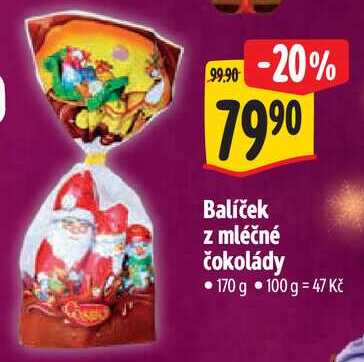 Balíček z mléčné čokolády, 170 g