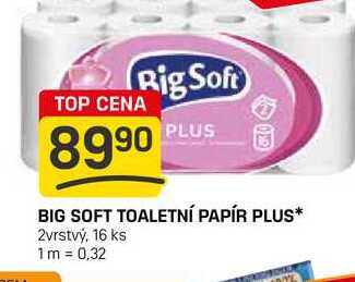 BIG SOFT TOALETNÍ PAPÍR PLUS 2vrstvý, 16 ks