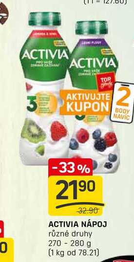 ACTIVIA NÁPOJ různé druhy 270 - 280 g