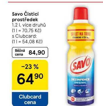 Savo Čisticí prostředek, 1.2 I, více druhů