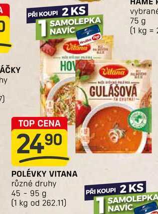 POLÉVKY VITANA různé druhy 45-95 g