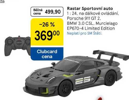 Rastar Sportovní auto, 1:24, na dálkové ovládání, Porsche 911 GT 2. BMW 3.0 CSL. Murcielago EP670-4 Limited Edition