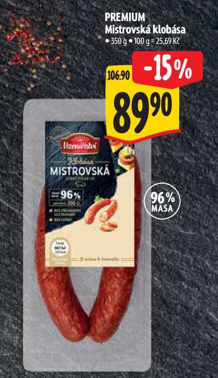 PREMIUM Mistrovská klobása 350 g