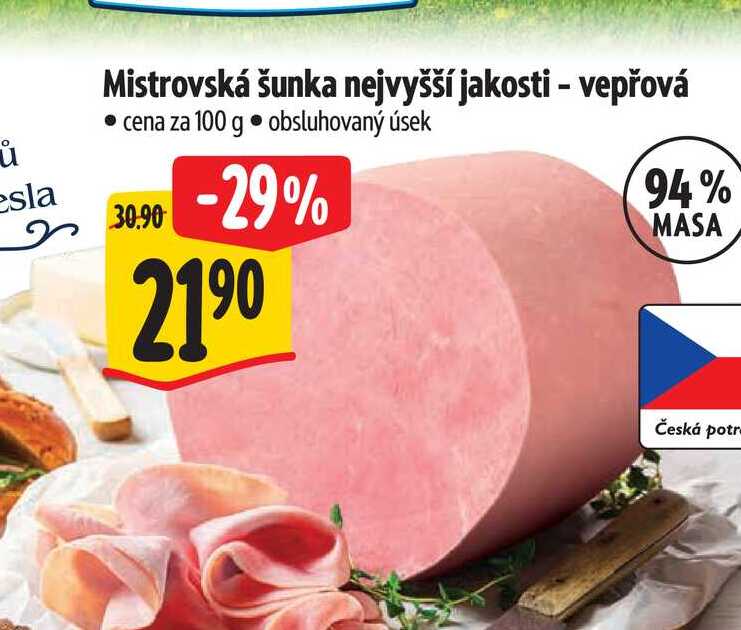 Mistrovská šunka nejvyšší jakosti - vepřová 100 g