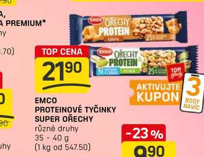 EMCO PROTEINOVÉ TYČINKY, SUPER OŘECHY 35-40 g