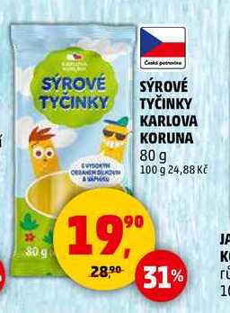 SÝROVÉ TYČINKY KARLOVA KORUNA, 80 g