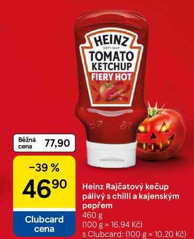 Heinz Rajčatový kečup pálivý s chilli a kajenským pepřem, 460 g