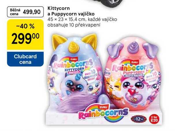 Kittycorn a Puppycorn vajíčko, 45 x 23 x 15,4 cm, každé vajíčko obsahuje 10 překvapení