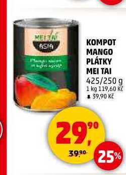 KOMPOT MANGO PLÁTKY ΜΕΙ ΤΑΙ, 425 g