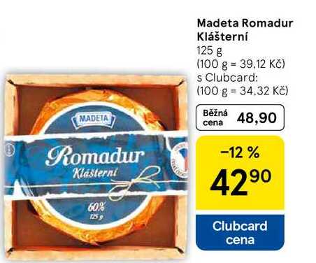 Madeta Romadur Klášterní, 125 g