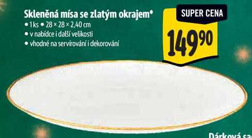 Skleněná mísa se zlatým okrajem