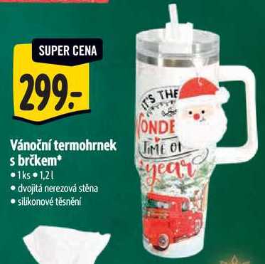 Vánoční termohrnek s brčkem