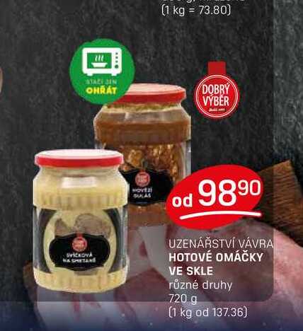 HOTOVÉ OMÁČKY VE SKLE různé druhy 720 g