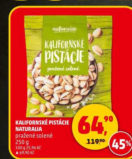 KALIFORNSKÉ PISTÁCIE NATURALIA pražené solené, 250 g