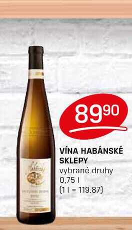 VÍNA HABÁNSKÉ SKLEPY vybrané druhy 0,75l