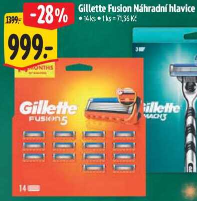Gillette Fusion Náhradní hlavice, 14 ks