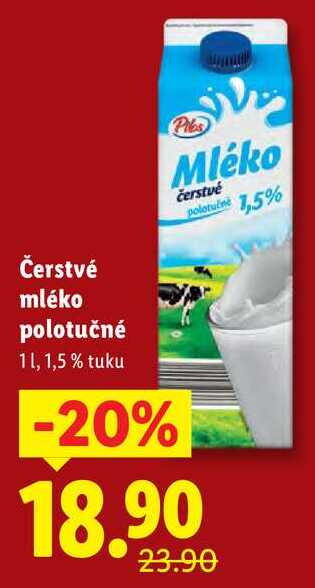 Čerstvé mléko polotučné, 1 l