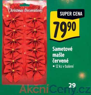 Sametové mašle červené  12 ks