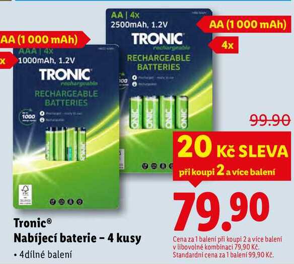 Tronic Nabíjecí baterie - 4 kusy
