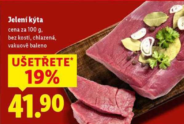 Jelení kýta, cena za 100 g