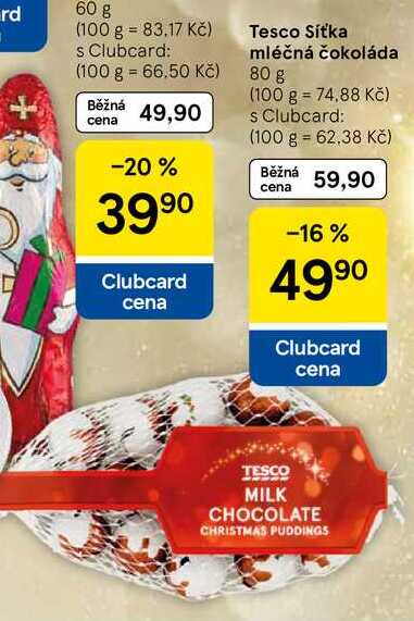 Tesco Síťka mléčná čokoláda, 80 g