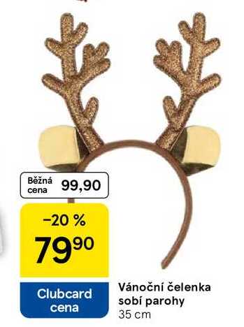 Vánoční čelenka sobí parohy, 35 cm