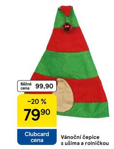 Vánoční čepice s ušima a rolničkou