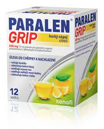 PARALEN® GRIP horký nápoj citrón 650 mg / 10 mg 12 sáčků