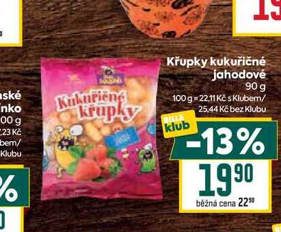 Křupky kukuřičné jahodové 90 g