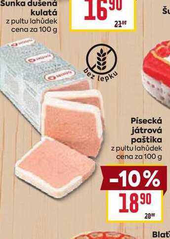 Písecká játrová paštika z pultu lahůdek cena za 100 g
