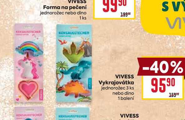 VIVESS Vykrajovátka jednorožec 3 ks nebo dino 1 balení