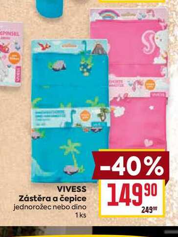 VIVESS Zástěra a čepice jednorožec nebo dino 1ks