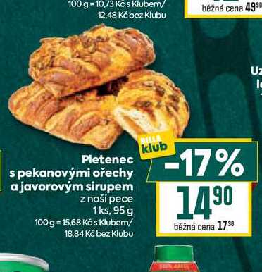 Pletenec s pekanovými ořechy a javorovým sirupem z naší pece 1ks, 95 g