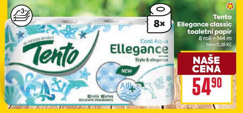 Tento Ellegance classic toaletní papír 8 rolí 