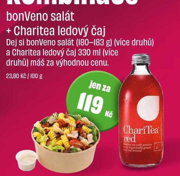 bonVeno salát (180-183 g) + Charitea ledový čaj 330 ml (více druhů)