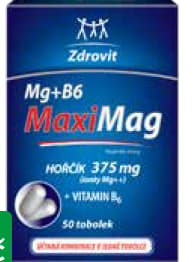 MAXIMAG HOŘČÍK 375 mg + B6, 50 tobolek