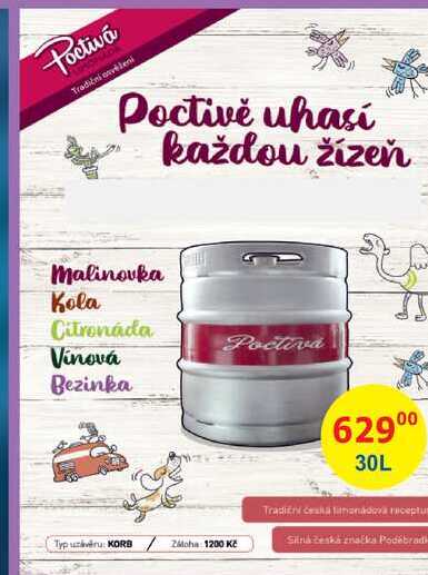 Poděbradka Poctivá Malinovka 30l sud