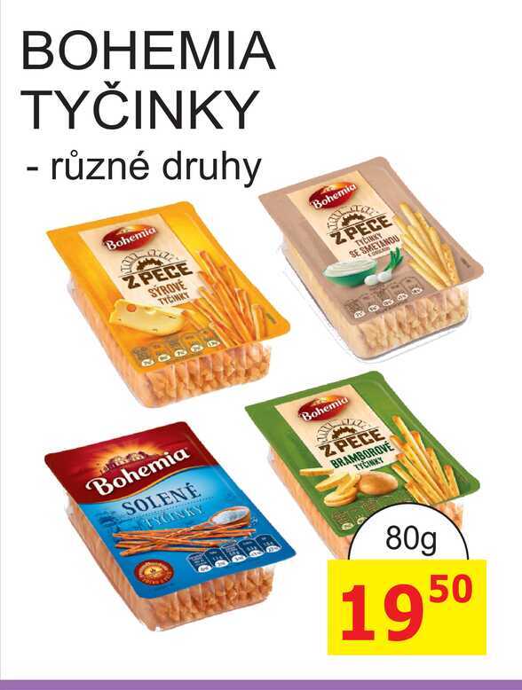 BOHEMIA TYČINKY - různé druhy 80g