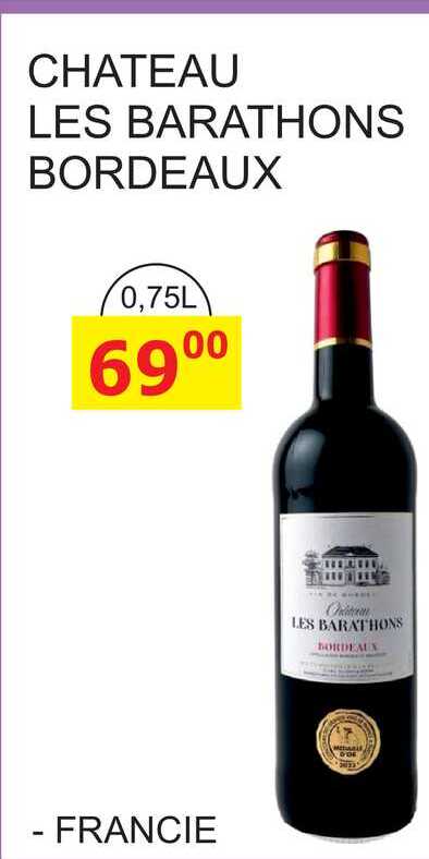 CHATEAU LES BARATHONS BORDEAUX 0,75L 