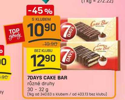 7DAYS CAKE BAR různé druhy 30-32 g