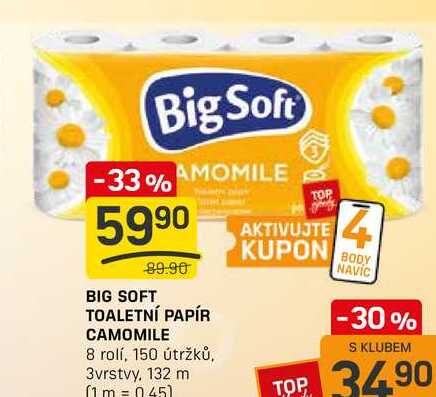 BIG SOFT TOALETNÍ PAPÍR CAMOMILE 8 rolí