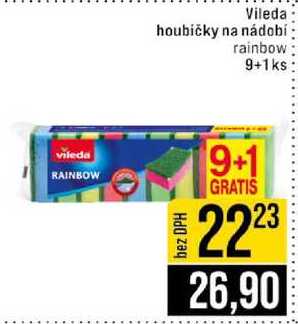 Vileda houbičky na nádobí rainbow 9+1 ks 