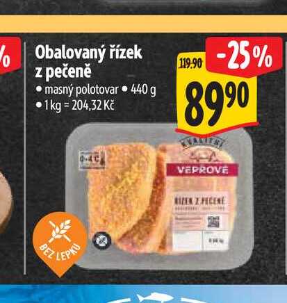 Obalovaný řízek z pečeně  440 g