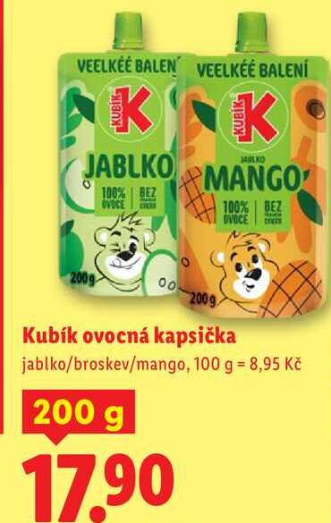 Kubík ovocná kapsička, 200 g